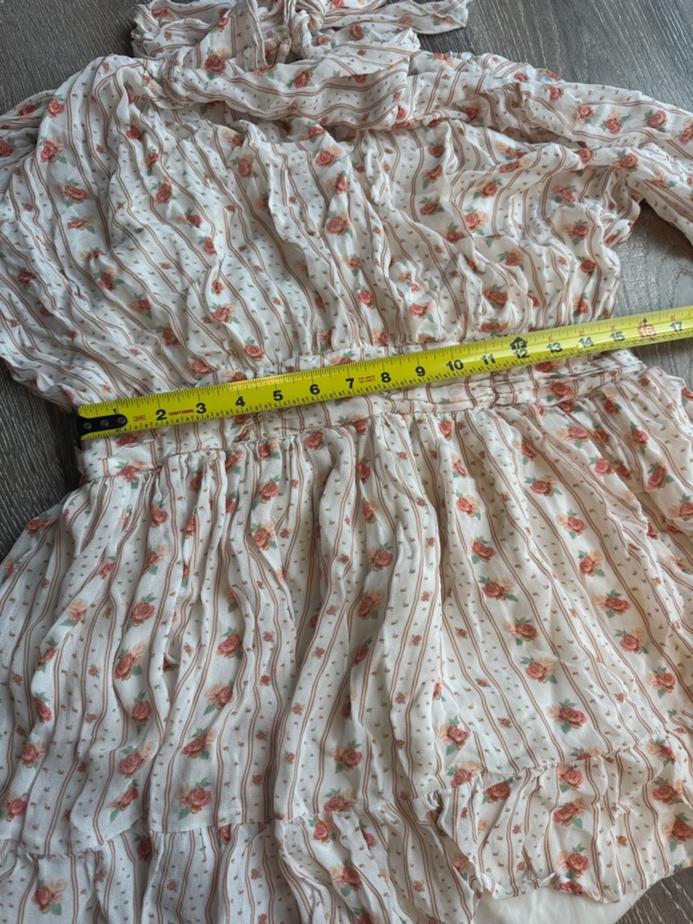 Anthropologie Cream Mini Dress with Dusty Rose Floral Print 0451 - Picture 5 of 10